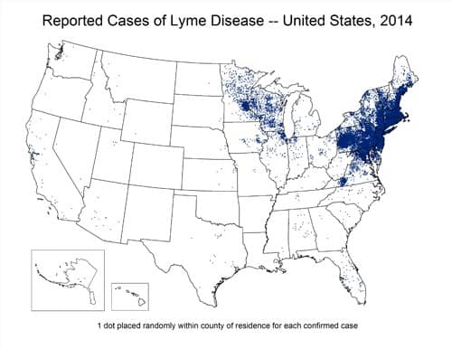 Reported cases of Lyme Disease US 2014